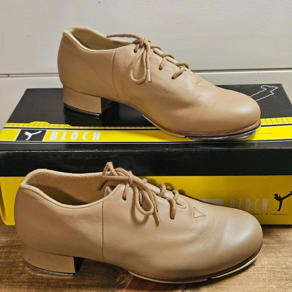 Bloch Audeo Tan Leather Tap Dance Shoes Women's Size 5 M Lace Up S0381L EUC